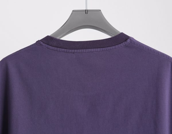 JIL Sander JIL Sander 23 spring and summer new JIL letter patch, basic grape purple loose personality elastic hem half sleeves, round neck short-sleeved T-shirt, high-weight combed cotton twill cotton fabric - Image 12