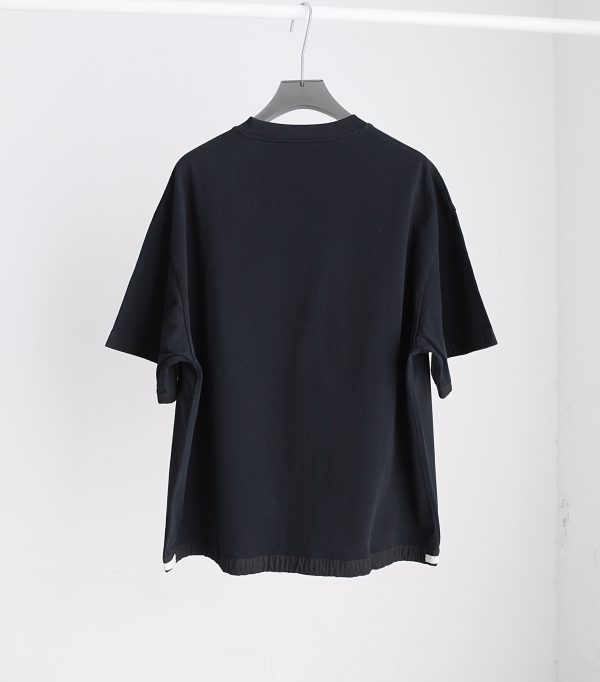 JIL Sander JIL Sander 23 spring and summer new JIL letter patch, basic grape purple loose personality elastic hem half sleeves, round neck short-sleeved T-shirt, high-weight combed cotton twill cotton fabric - Image 10