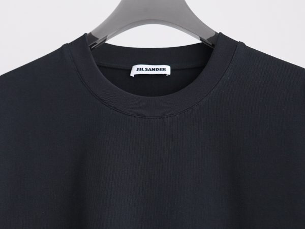 JIL Sander JIL Sander 23 spring and summer new JIL letter patch, basic grape purple loose personality elastic hem half sleeves, round neck short-sleeved T-shirt, high-weight combed cotton twill cotton fabric - Image 9