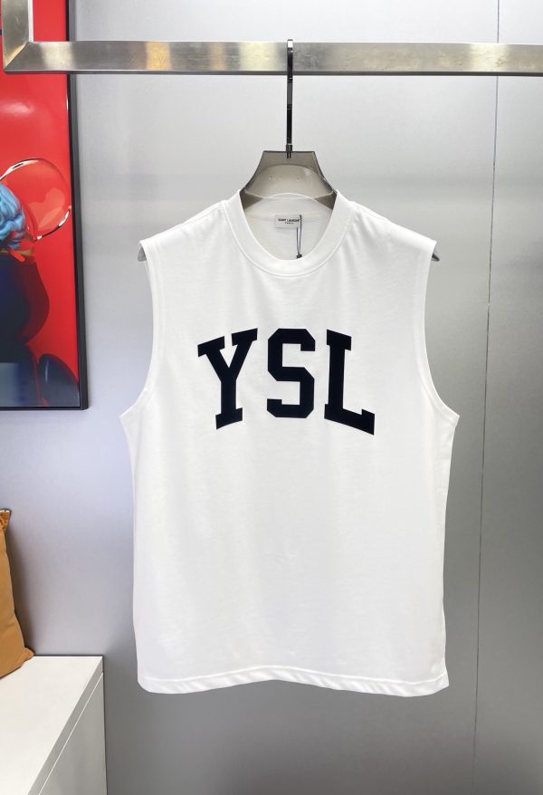 ⚜️YSL* Yves Saint Laurent 2023 spring and summer latest explosion vest recommended! The same style for men and women ~ chest color letter print design! Simple and rude! big boy breath - Image 4