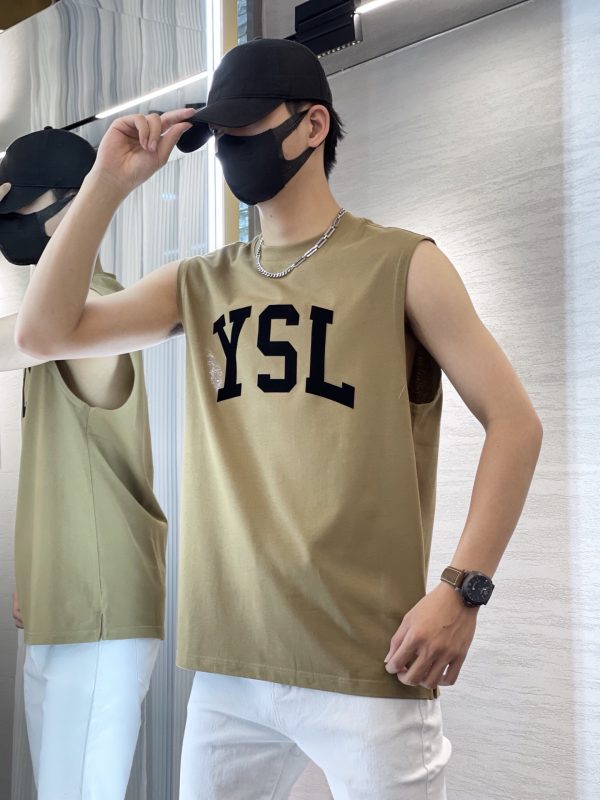 ⚜️YSL* Yves Saint Laurent 2023 spring and summer latest explosion vest recommended! The same style for men and women ~ chest color letter print design! Simple and rude! big boy breath - Image 21