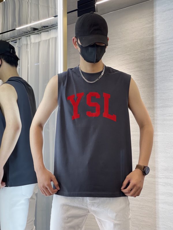 ⚜️YSL* Yves Saint Laurent 2023 spring and summer latest explosion vest recommended! The same style for men and women ~ chest color letter print design! Simple and rude! big boy breath - Image 23