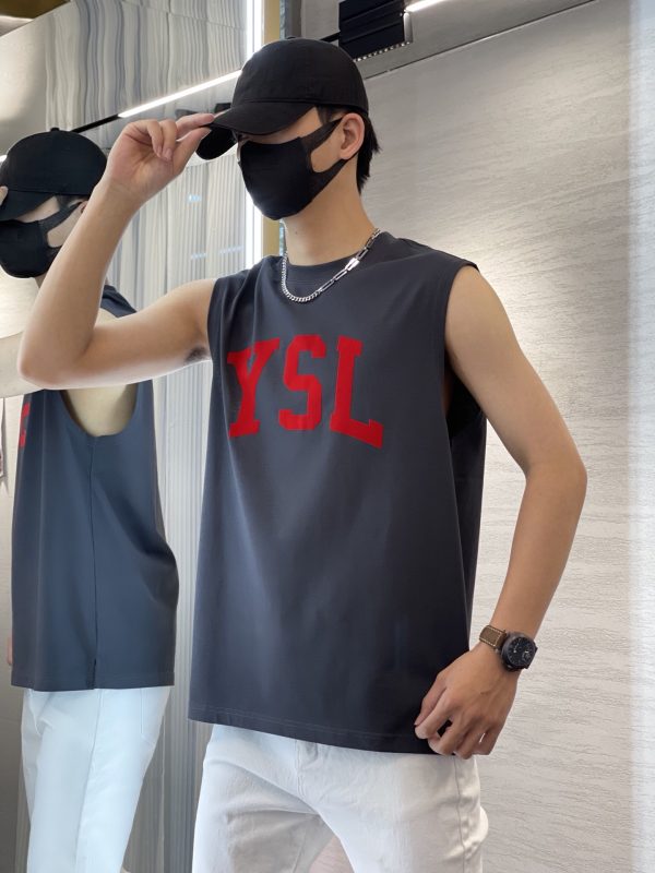 ⚜️YSL* Yves Saint Laurent 2023 spring and summer latest explosion vest recommended! The same style for men and women ~ chest color letter print design! Simple and rude! big boy breath - Image 24