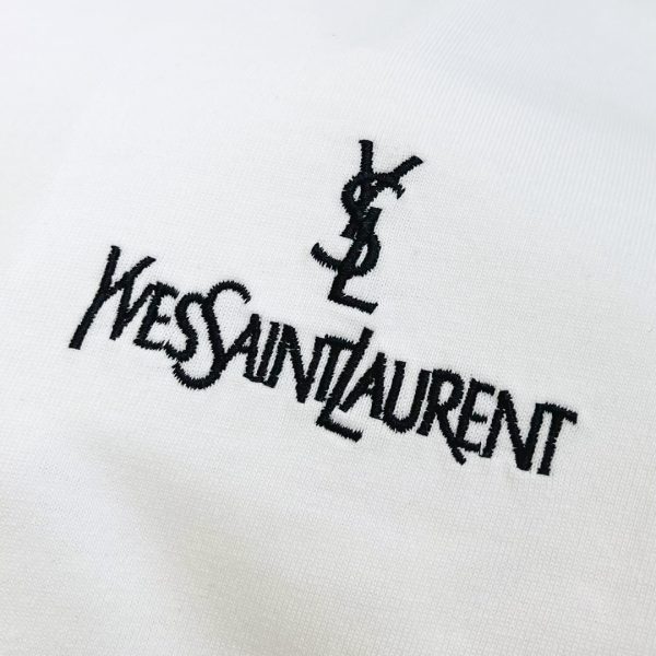 YSL-23S new round neck T. The highest version recommended [proud] same style for men and women! Simple letter shape on the chest. Brand weaving flower inlay technology on the cuffs - Image 8