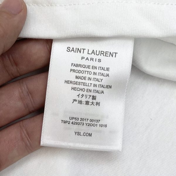 YSL-23S new round neck T. The highest version recommended [proud] same style for men and women! Simple letter shape on the chest. Brand weaving flower inlay technology on the cuffs - Image 9