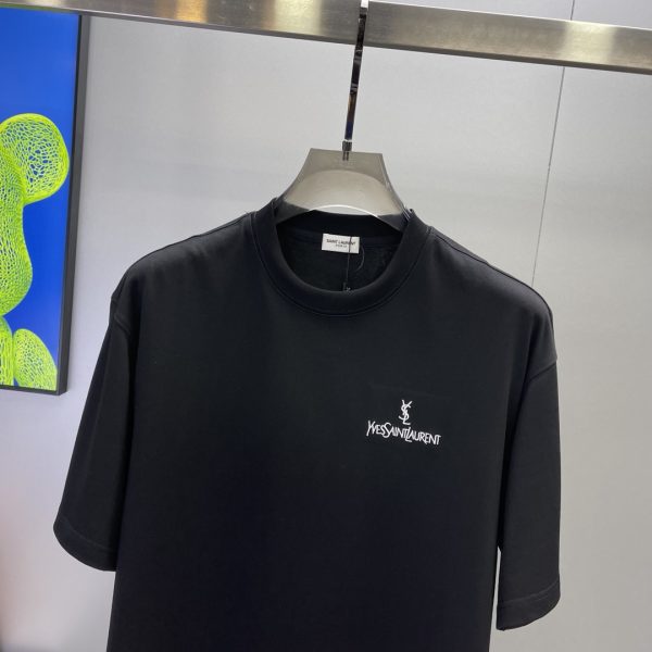YSL-23S new round neck T. The highest version recommended [proud] same style for men and women! Simple letter shape on the chest. Brand weaving flower inlay technology on the cuffs - Image 14