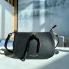 Marc Jacobs New Pure Original Half-Circle Messenger Bag Leather Shoulder Strap Adjustable Dust Bag Black