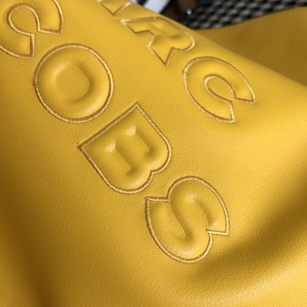 Marc Jacobs Crossbody Bag In Calfskin With Wide Fabric Shoulder Strap Navy Yellow - Image 4
