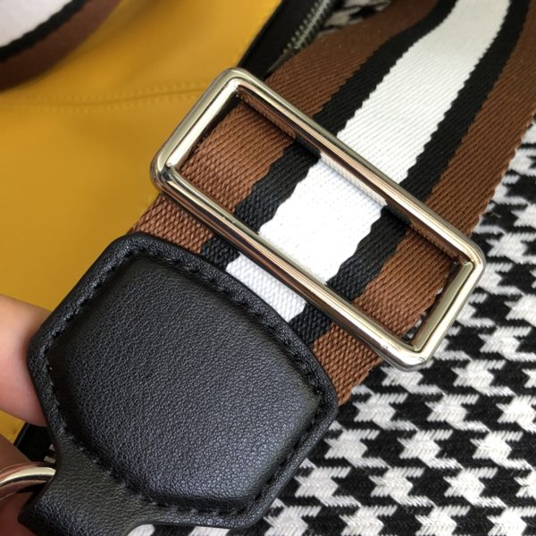 Marc Jacobs Crossbody Bag In Calfskin With Wide Fabric Shoulder Strap Navy Yellow - Image 6