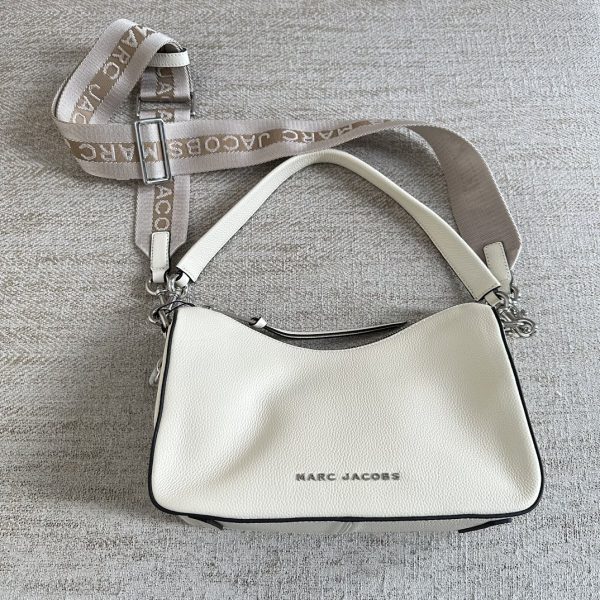 Marc Jacobs Underarm Bag New Lychee Pattern Top Layer Cowhide Single Shoulder Messenger Shoulder Strap Detachable Adjustable Length Dust Bag White