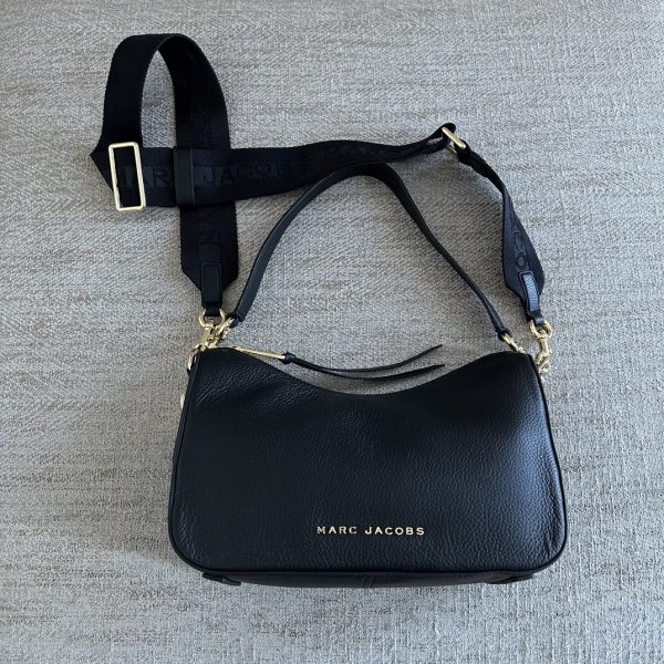 Marc Jacobs Underarm Bag New Lychee Pattern Top Layer Cowhide Single Shoulder Messenger Shoulder Strap Detachable Adjustable Length Dust Bag Black
