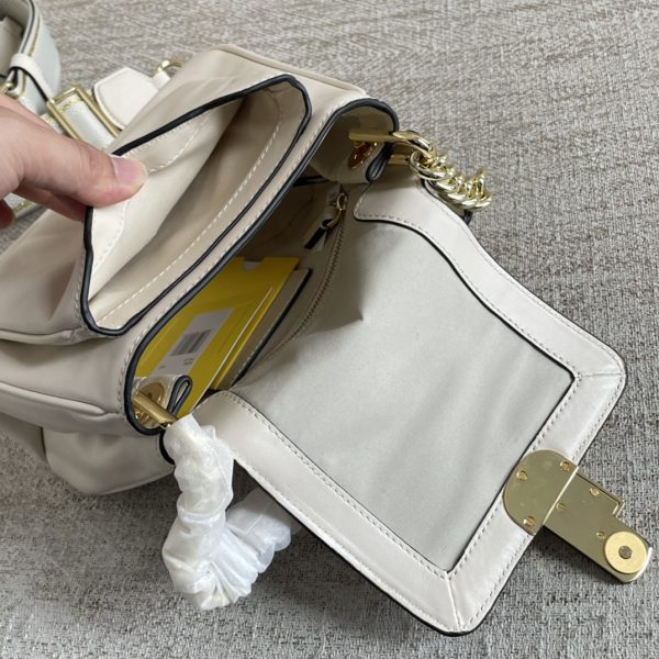 The Latest Glossy Calfskin Cross-Body Bag With Mj Shoulder Strap Is Detachable And Adjustable In Length And Dust Bag White - Image 7