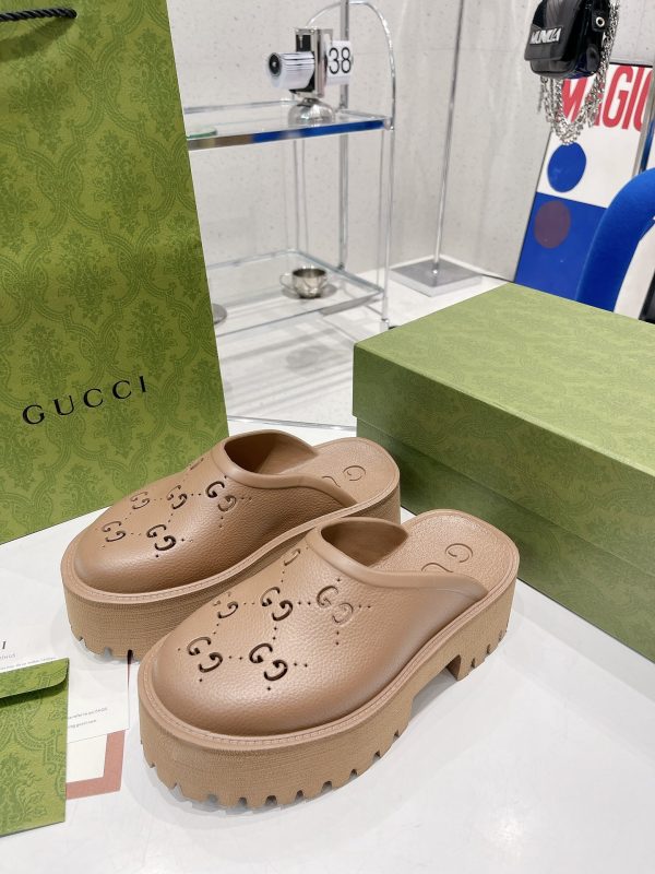 Gucci GG Slides perforated carved shoes F - Image 5